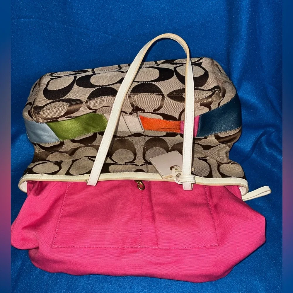 Coach Legacy multi stripe tote bag EUC.